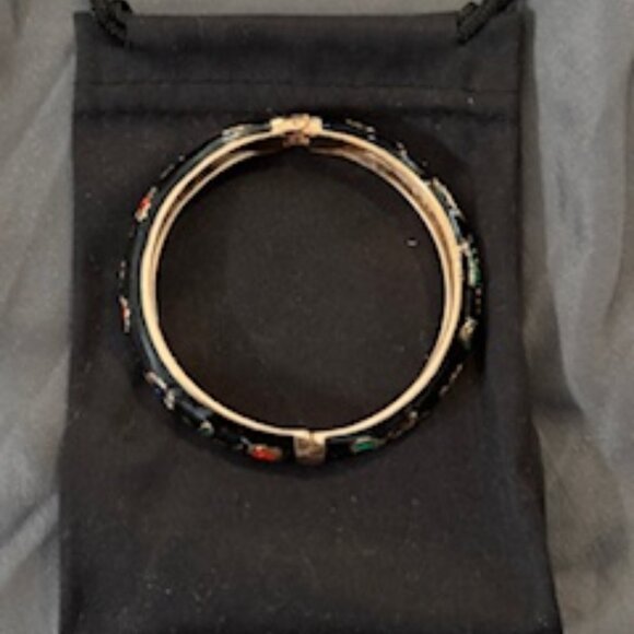 JIU LONG XING Couture bangle Jewelry - BLK/RED/Gold Flower Bangle- Jiu Long Xing